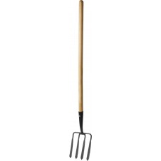 Вилы копальные кованые 180 х 220 х 1300 мм, четырёхрогие, кованные зубья, антикор. покрытие, деревянный черенок высш. сорт GRINDA 39722