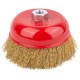 Корщетка чашечная, гайка М14, стальная латунированная волнистая проволока 125 мм (39039)