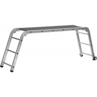 Складные алюминиевые парофессиональные рабочие подмости с колесами и съемной площадкой 3 х 6 х 3 ступени СИБИН ПРП-36 38845