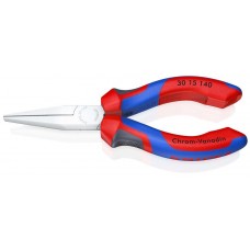 Длинногубцы, плоские рифлённые губки 42 мм, длина 140 мм, хром, 2-комп ручки (KN-3015140)