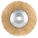 Корщетка-колесо с наклоном, гайка М14, стальная волнистая латунированная проволока 115 мм (39022)