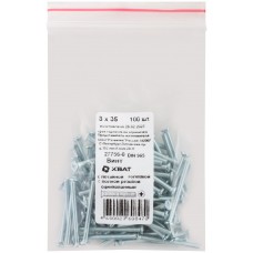 Винт с потайной головкой с полной резьбой оцинкованный DIN 965 3х35 100 шт Фасовка (27756-0)