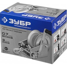 Лебёдка ручная барабанная тяговая тросовая 0.7 т, 8 м ЗУБР Профессионал 43113-0.7_z01