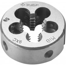 Плашка круглая ручная сталь 9ХС ЗУБР М18 x 2.5 мм 4-28022-18-2.5