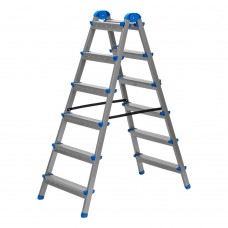 Стремянка двухсторонняя 6 ступеней, сталь профиль, стальные ступени, Сибртех (97986)