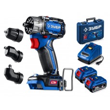 Бесщеточная модульная дрель-шуруповерт 20 В 50 Н·м 2 АКБ LMS 4 А·ч кейс ПРОФЕССИОНАЛ ЗУБР КОМПАКТ Комби #3 DB-50-42-H3