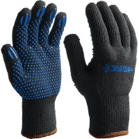 Перчатки трикотажные МАСТЕР, L-XL, с точечным ПВХ покрытием, утеплённые, противоскользящие ЗУБР 11462-XL
