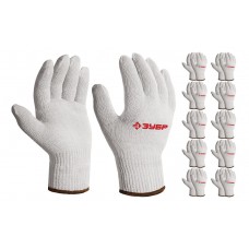 Перчатки х/б ОПТИМА, L-XL, без покрытия, 10 класс, 10 пар ЗУБР 11445-XL10