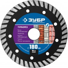 Алмазный диск сегментированный 180 мм (22.2 мм, 10 x 2.6 мм) ЗУБР Турборез Профессионал 36652-180_z02