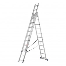 Лестница, 3 х 11 ступеней, алюминиевая, трехсекционная, Сибртех (97821)