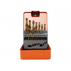 Набор сверл по металлу 1-10 19 шт. Р6М5К5 (HSS-Co5) металлический кейс HORTZ