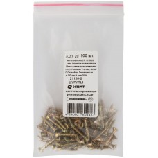 Шурупы желтопассированные, универсальные 3 х 20 100 шт Фасовка (21120-0)