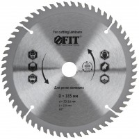 Диск пильный для циркулярных пил по ламинату 185 х 20/16 х 60T (37774)