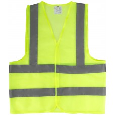 Жилет сигнальный желтый, 2 горизонтальные и 2 вертикальные полосы, 60 гр., размер XL (12126М)