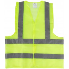 Жилет сигнальный желтый, 2 горизонтальные и 2 вертикальные полосы, 60 гр., размер XXL (12127М)