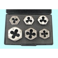 Набор плашек шестигранных из 6-ти штук М 3-М10 9ХС DIN382 в пласт. коробке 