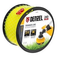 Леска для триммера витой квадрат, 2,4мм х 243м, на DIN катушке FLEX CORD Denzel (96298)