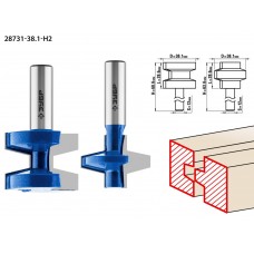 Набор фрез пазо-шиповых 38.1?28.6 мм хвостовик 12 мм ЗУБР Профессионал 28731-38.1-H2