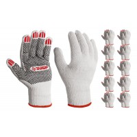 Перчатки х/б ОПТИМА, M (8), с ПВХ покрытием (точка), 10 класс, 10 пар ЗУБР 11440-M10