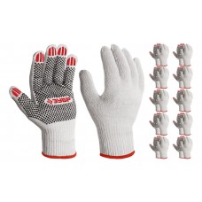 Перчатки х/б ОПТИМА, M (8), с ПВХ покрытием (точка), 10 класс, 10 пар ЗУБР 11440-M10