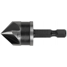 Зенкер конический, легированная сталь, хвостовик под биту, 19 мм (36447)