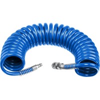 Шланг воздушный спиральный 10 м 8?12 мм 15 бар с фитингами рапид ЗУБР Профессионал 6472-10