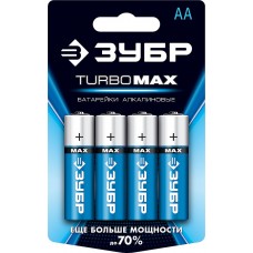 Батарейки алкалиновые TURBO-MAX, AA x 4, 1.5 В ЗУБР 59206-4C_z01