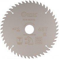 Диск пильный по дереву с тефлоновым покрытием 48Т, CUTOP Profi plus, 210 х 1,5/2,2 х 32/30/25,4/20 мм (75-21048Т)