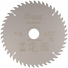Диск пильный по дереву с тефлоновым покрытием 48Т, CUTOP Profi plus, 210 х 1,5/2,2 х 32/30/25,4/20 мм (75-21048Т)