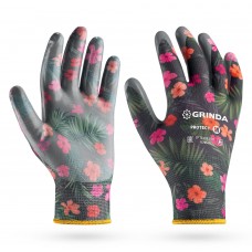 GRINDA PROTECT, M (8), садовые перчатки с прозрачным нитриловым покрытием, чёрные, 13 класс (11296-M)