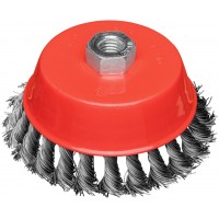 Корщетка-чашка, гайка М14, стальная витая проволока 125 мм, блистер (39099)