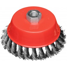 Корщетка-чашка, гайка М14, стальная витая проволока 125 мм, блистер (39099)