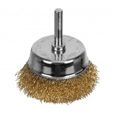 Щетка для дрели, 65 мм, чашка со шпилькой, латунированная витая проволока Matrix (74477)