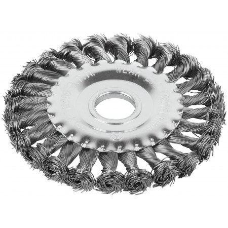 Щетка для УШМ, посадка 22,2 мм, тип Плоская, крученая проволока 0,5 мм, 125 мм, блистер, CUTOP Profi (82-908)