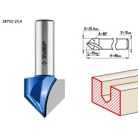 Фреза пазовая галтельная V-образная 25.4?25 мм угол 90° ЗУБР Профессионал 28752-25.4