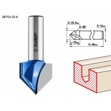 Фреза пазовая галтельная V-образная 25.4?25 мм угол 90° ЗУБР Профессионал 28752-25.4
