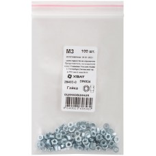 Гайка оцинкованная М3 100 шт DIN 934 Фасовка (28403-0)