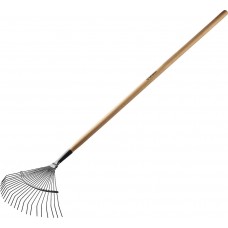 Веерные грабли GP-22R, 400 х 260 х 1500 мм, 22 круглых зубца, стальная рабочая часть, черенок из дерева высш. сорт GRINDA 39591