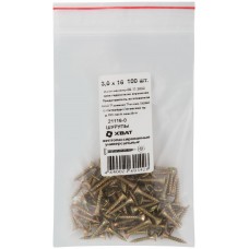 Шурупы желтопассированные, универсальные 3 х 16 100 шт Фасовка (21116-0)