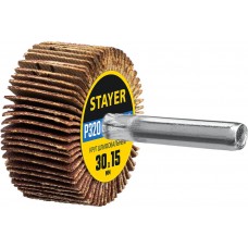 Круг шлифовальный лепестковый d 30 x 15 мм, P320, на шпильке d 6 мм STAYER 36606-320