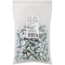 Винт с полуцилиндрич. головкой с полной резьбой оцинков. DIN 7985 6х16 100 шт Фасовка (27732-0)