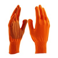 Перчатки Нейлон, ПВХ точка, 13 класс, оранжевые, XL (67845)
