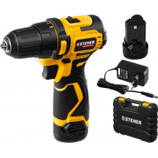 Дрель-шуруповерт бесщеточная 12 В, 35 Н·м, 2 АКБ (2 А·ч), кейс STEHER CDB-120-2