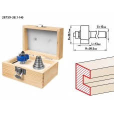 Фреза четвертная фальцевая 38.1?13 мм с подшипниками хвостовик 12 мм ЗУБР Профессионал 28759-38.1-H6