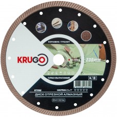 Диск алмазныйТурбо по керамике для УШМ 230 x 1.8 x 22.23 x 10mm KRUGO (RTT09A)