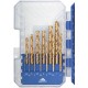 Набор сверл по металлу HSS шлифованные, титановое покрытие, угол заточки 135°, пласт. кейс, 19 шт. (1-10 мм, через 0,5 мм) (35735М)