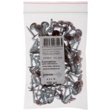 Саморезы для листовых пластин, сверло 4,2 х 16 винно-красный 100 шт,RAL 3005 Фасовка (22780-0)