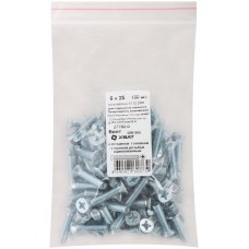 Винт с потайной головкой с полной резьбой оцинкованный DIN 965 6х25 100 шт Фасовка (27782-0)