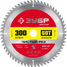 Диск пильный по дереву Чистый рез 300 x 32/30 мм, 60Т ЗУБР 36914-300-32-60_z01