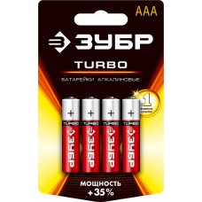 Батарейки алкалиновые TURBO, AAA x 4, 1.5 В ЗУБР 59211-4C_z01